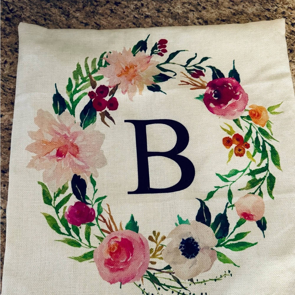 Floral Monogram B Pillow Cover